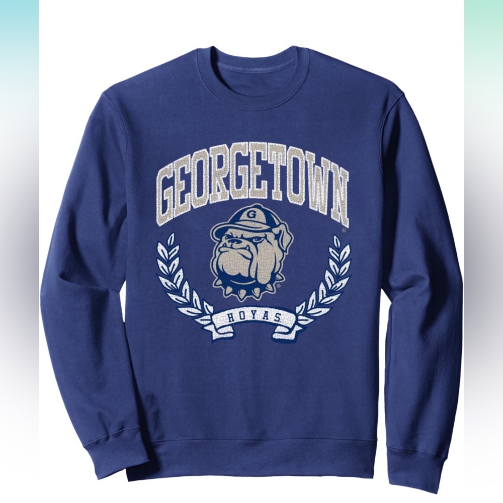 Georgetown Hoyas Distressed Victory Navy Sweatshirt - Picture 1 of 6